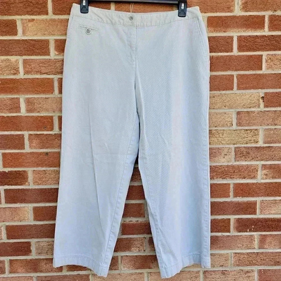 J. Jill Pants Women's Size 14 Stretch Ankle Crop Beige Wide Leg Pockets - Picture 1 of 7